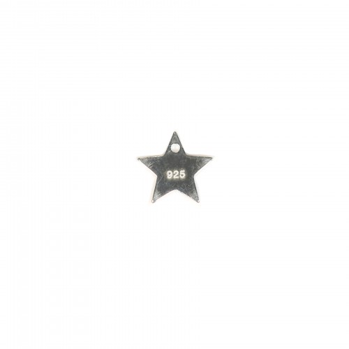 Breloque médaille à graver en forme d'étoile en argent 925, mesurant 10mm x 2pcs