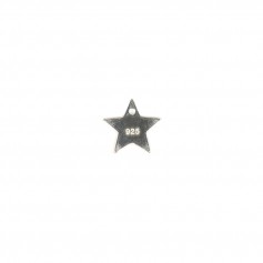 Medalla en forma de estrella grabada en plata 925, 8mm x 2pcs