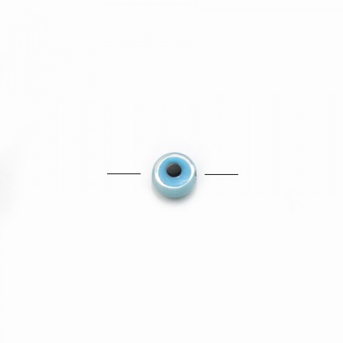 Nazar boncuk (blaues Auge) in runder Form, aus weißem Perlmutt, 4mm x 2Stk