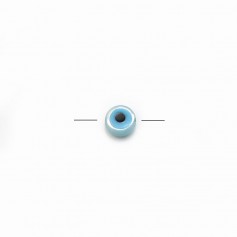 Nazar boncuk (blaues Auge) in runder Form, aus weißem Perlmutt, 4mm x 2Stk