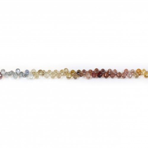 Multicolored sapphire, in the shape of a faceted briolette 3x5mm x 40cm