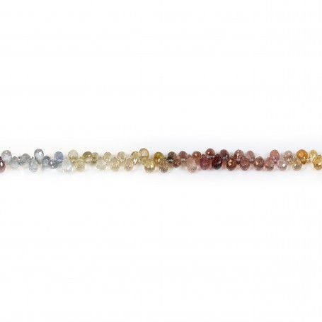 Multicolored sapphire, in the shape of a faceted briolette 3x5mm x 40cm