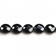Onyx noir, ronde plate facette, 12mm x 40cm