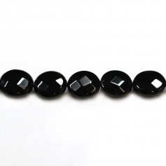 Onyx noir, ronde plate facette, 14mm x 40cm