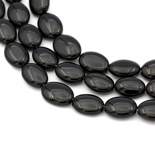 Onyx noir, ovale, 10x14mm x 40cm