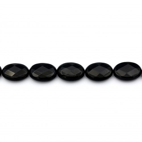Agata nera, ovale sfaccettata, 15 * 20 mm x 2 pezzi