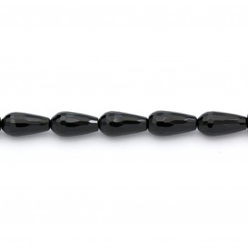 Agata nera, forma di goccia sfaccettata, 8 * 16 mm x 4 pezzi