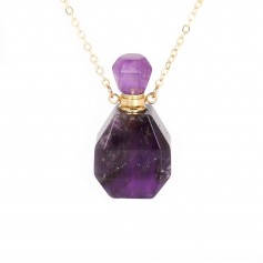 Fine gold gilt brass necklace with Amethyst perfume bottle pendant
