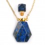 Gold flash plated on brass necklace with Lapis lazuli perfume bottle pendant