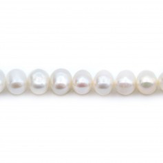 White oval Freshwater cultured Pearl 6-7mm x 40cm