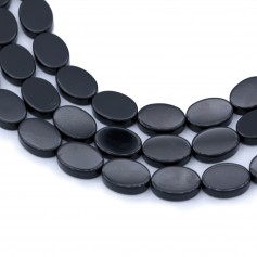 Onyx black, oval flat, 10x14mm x 40cm