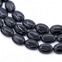 Onyx noir, ovale, 13x18mm x 40cm