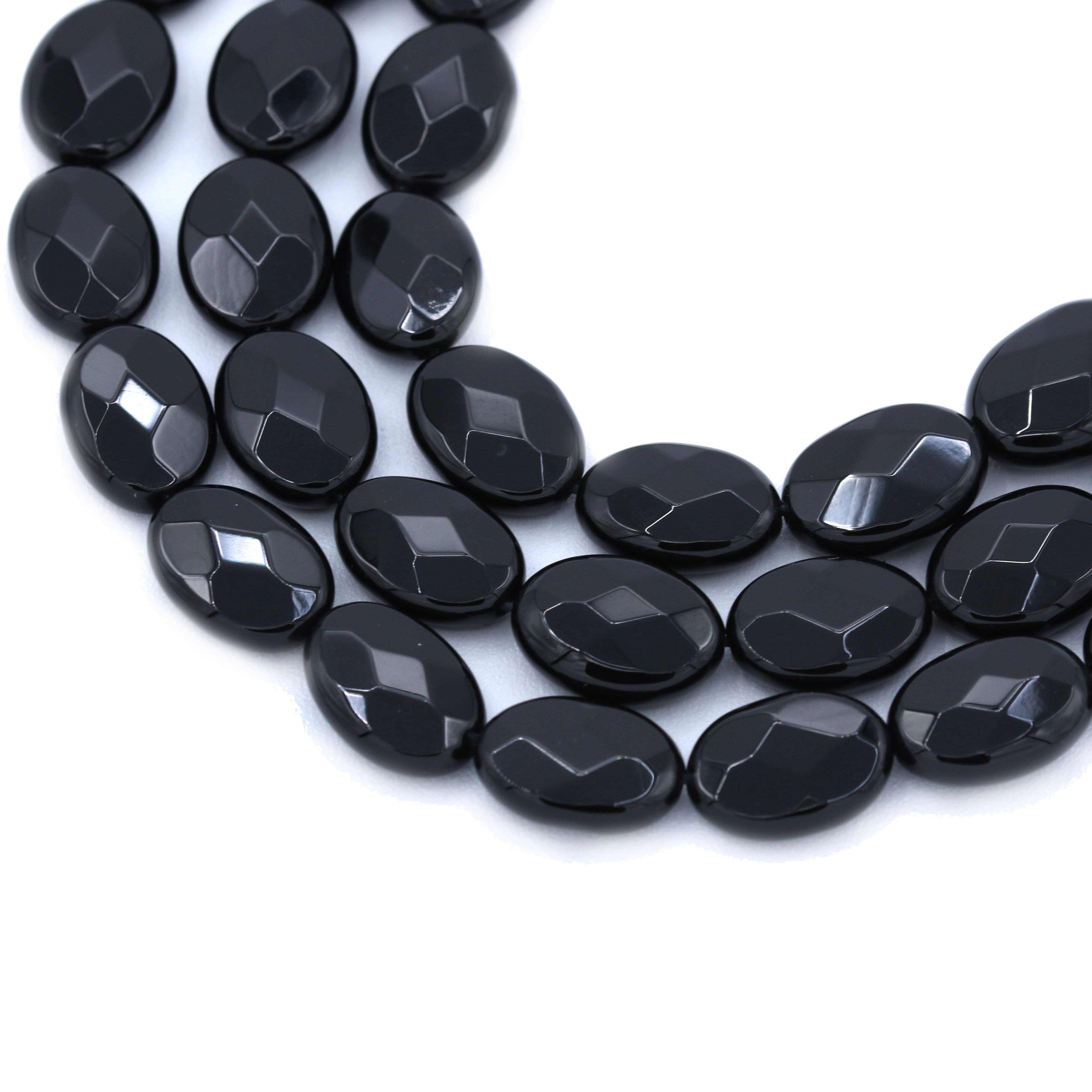 NATUREL PIERRE PRÉCIEUSE RONDE FACETTE Noir Agate Onyx Spacer Beads Jewelry Making 15" 