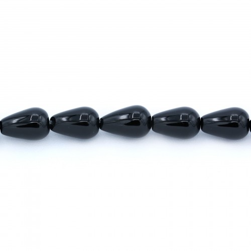 Agate de couleur noire, en forme de goutte, 8 * 12mm x 10pcs