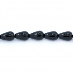 Agate on black color, in shape of a drop, 8 * 12mm x 10pcs