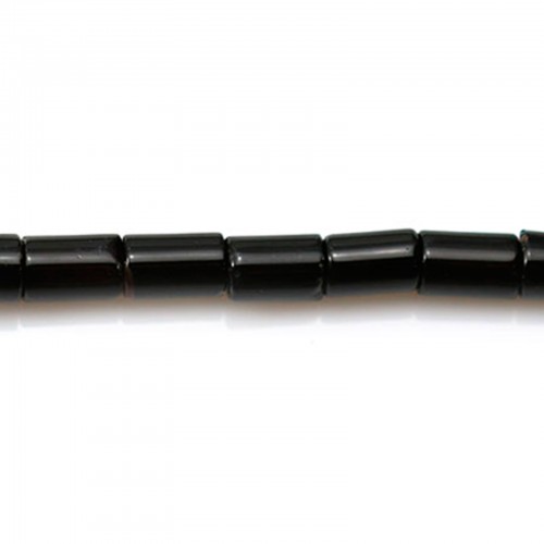 Agate de couleur noire, en forme de tube, 2.5 * 4mm x 10pcs