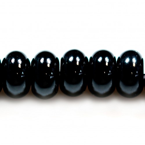 Black agate roundel 5x9mm x 10 pcs