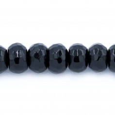 Black Agate Faceted Rondelle 4X6mm 10 beads