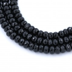 Black Agate Faceted Roundel 5X8mm bead strand 40 cm