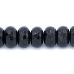 Agate Noire Rondelle Facette 6 x 10mm 6 perles