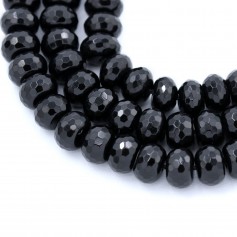 Onyx noir, rondelle facette, 8x12mm x 40cm