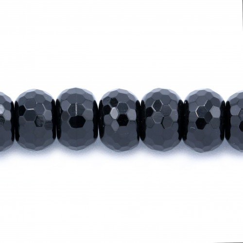 Agata nera Rondelle Facet 8 x 12 mm 4 perline