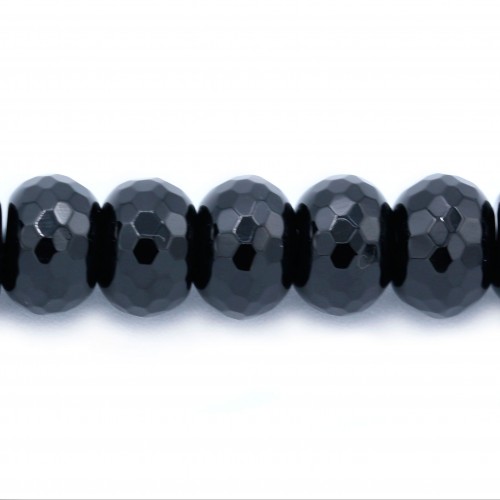 Schwarzer Achat Rondelle Facette 10 x 14mm 4 Perlen