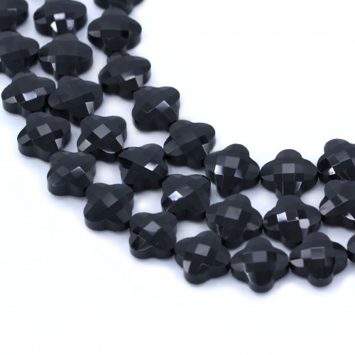 Faceted onyx clover 14mm X 40cm 