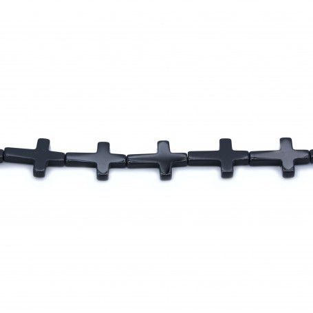 Agate de couleur noire, en forme de croix, 18 * 25mm x 1pc