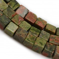Unakite green and pink, in shape of a squared, 4mm x 39cm