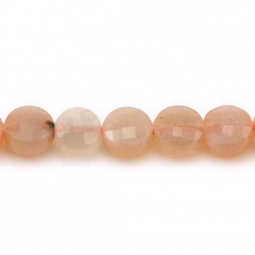 Orange moon stone, in round faceted flat shape, 4.5mm x 8pcs
