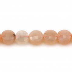 Orange moon stone, in round faceted flat shape, 4.5mm x 8pcs