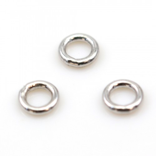 Rhodium 925 sliver closed rings 4x0.6mm x 10pcs