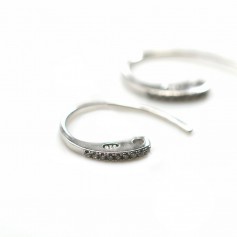 Ear hook in 925 sterling silver rhodium and zirconium x 2pcs