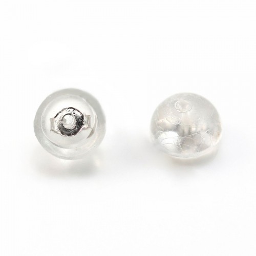 Ear clutches, 925 Sterling Silver and silicone 5mm x 8pcs 