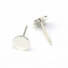 Stud earrings with flat cup smooth silver 925 7mm x 4pcs