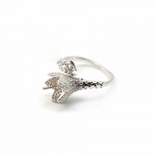 Sterling silver 925 adjustable rings for half- drille x 1pc
