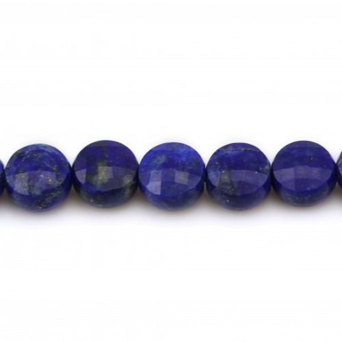 Lapis lazuli in round flat faceted shape 6mm x 5pcs