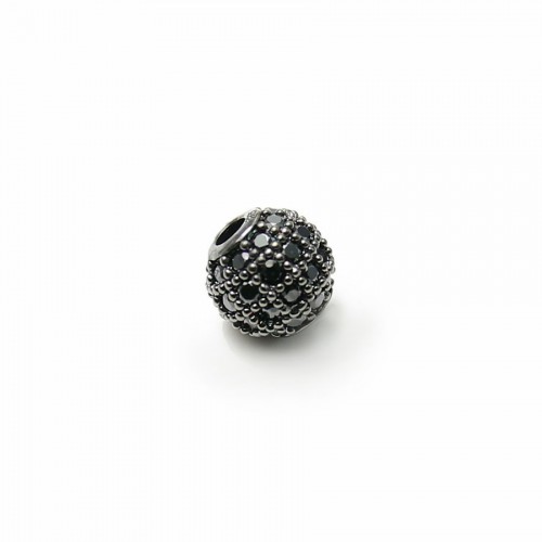 Boule avec strass 6mm en argent 925 noir x 1pc
