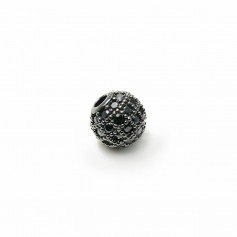 Bola con strass 6mm plata 925 negro x 1pc