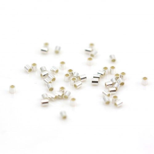 Beads Crimp Tubes silver 925 1.5x1.5x0.8mm x 50pcs
