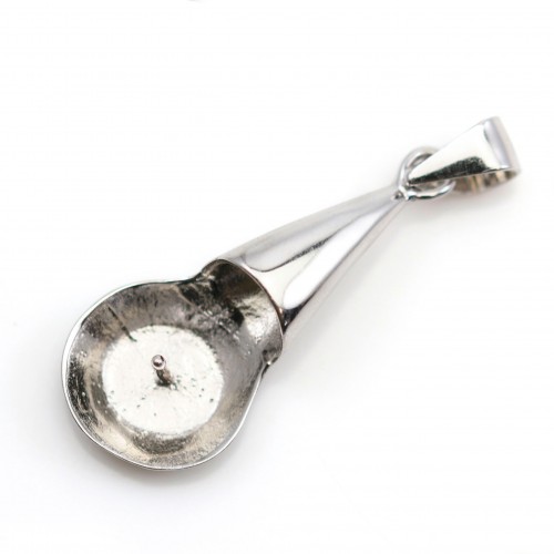 Chiusura, per perle semi-forate, argento 925 rodiato 29 mm x 1 pz. x 1 pz