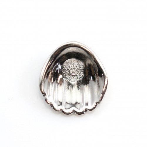 Chiusura a conchiglia, per perla semiperforata, argento 925 placcato in rodio, 15,8 mm x 1 pezzo
