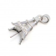 Pendant Bail Eiffel Tower ,for beads half-percées, silver 925 rhodium plated ,27mm x 1pc