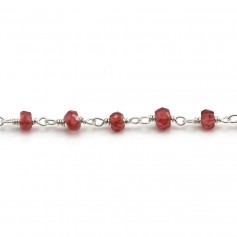 Silver Chain with Garnet of 3-4mm x 20cm 