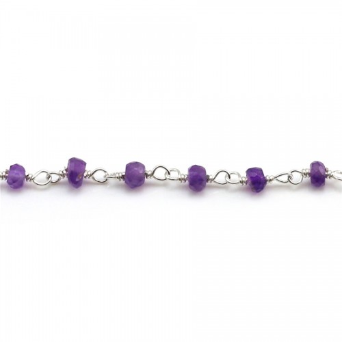 Silver Chain with Amethyste of 3-4mm x 20cm 
