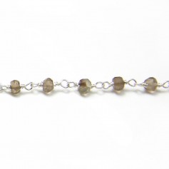 Silver chain with smoked quartz in 3-4mmx 20cm