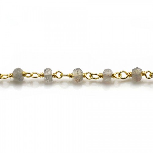 Gold Plated Silver Chain with labradorite of 3-4mm x 20cm 