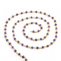 Golden Silver Chain with Amethyst in 3-4mm x 20cm
