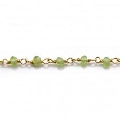 Golden Silver Chain with Peridot of 3-4mm x 20cm